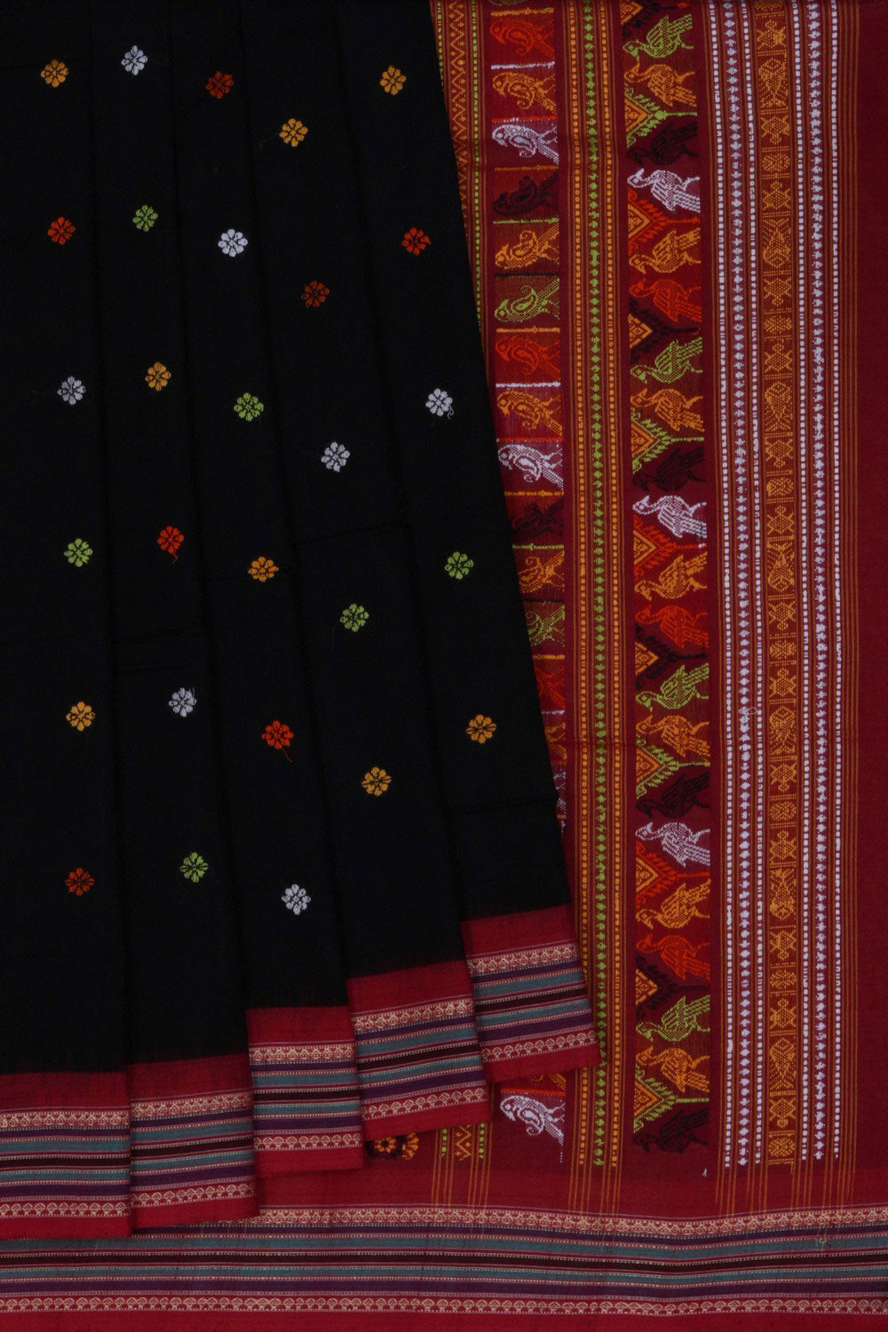 Image of Sambalpuri Cotton Black Saree